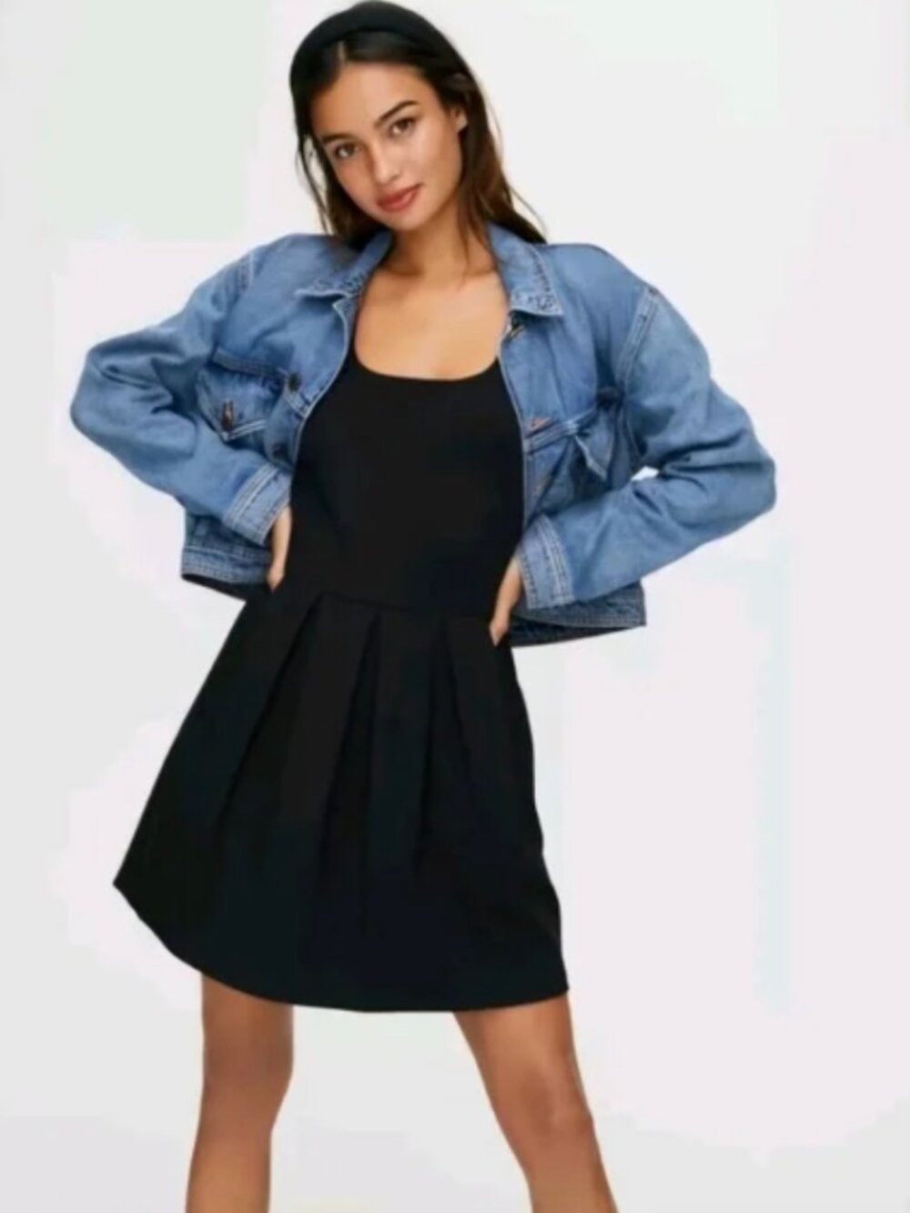 Aritzia Wilfred Tartine Black Sleeveless Mini Dress w/ pockets-Sz. 6